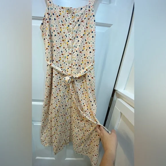 Madewell Polka Dot Midi Dress - Cream Multicolor - Picture 5 of 13